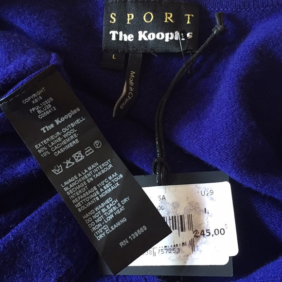The KOOPLES Sport Size LARGE Cashmere Wool Pull-Over 1/3 Exposed Zip $245 NEW - Picture 8 of 8